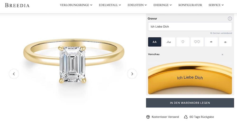 Gravur Ideen für den Verlobungsring - BREEDIA